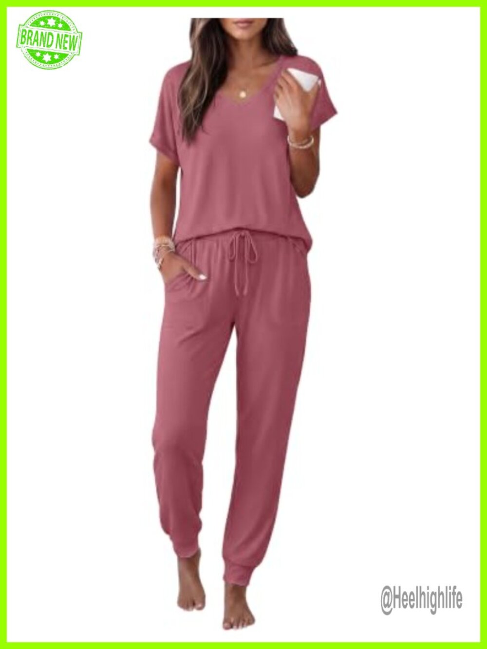 Ekouaer Womens Pajama Sets 2 Piece Lounge Set Short Sleeve Jogger Pants Pjs